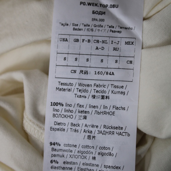 NWT Max Mara Weekend S Beige Linen/Jersey Tie Tassel Neck Peasant Boho Top - Picture 11 of 12